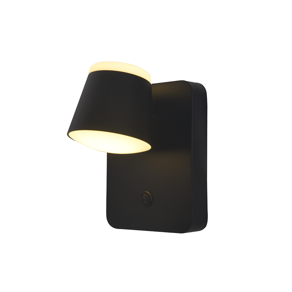 APLIQUE DE CABECERA LED NEGRO 12X16X8CM 3000K